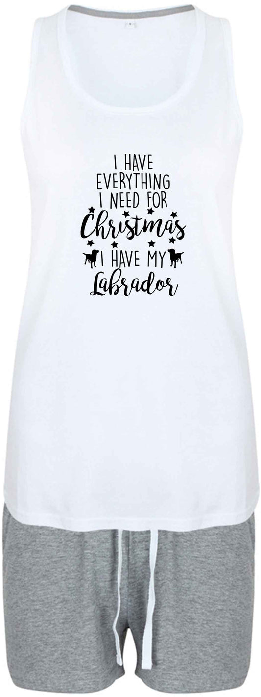 I have everything I need for Christmas I have my labrador size XL women's pyjama shorts set in pink 