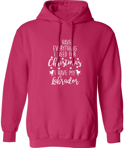 I have everything I need for Christmas I have my labrador adults unisex pink hoodie 2XL