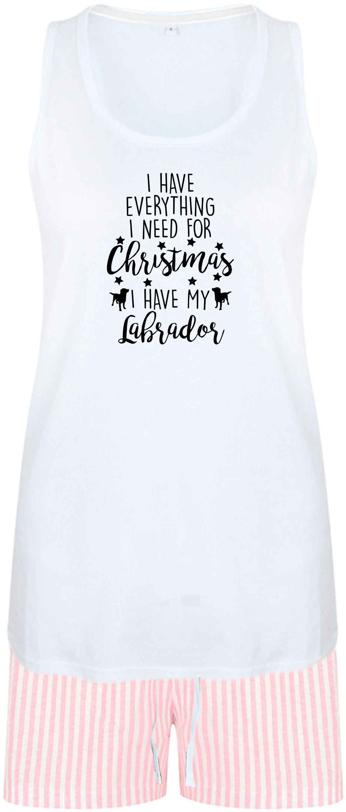 I have everything I need for Christmas I have my labrador size XL women's pyjama shorts set in pink 