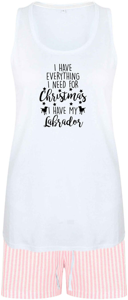 I have everything I need for Christmas I have my labrador size XL women's pyjama shorts set in pink 