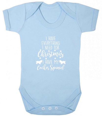 I have everything I need for Christmas I have my cocker spaniel baby vest pale blue 18-24 months