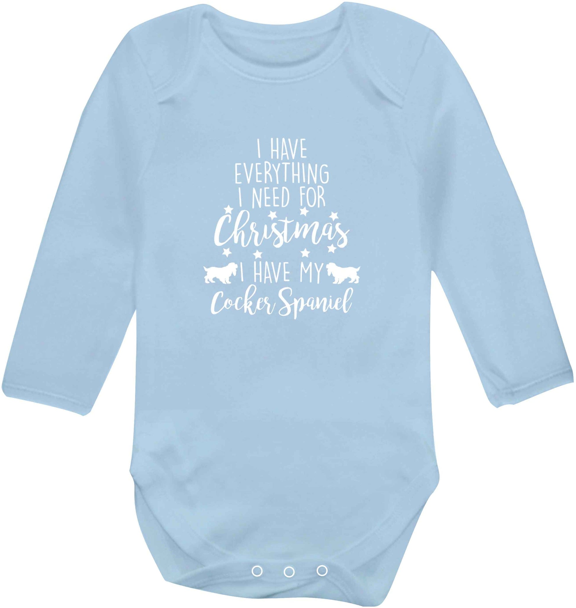 I have everything I need for Christmas I have my cocker spaniel baby vest long sleeved pale blue 6-12 months