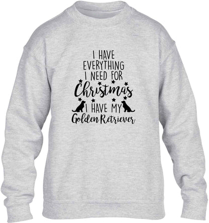 I have everything I need for Christmas I have my golden retriever children's grey sweater 12-13 Years
