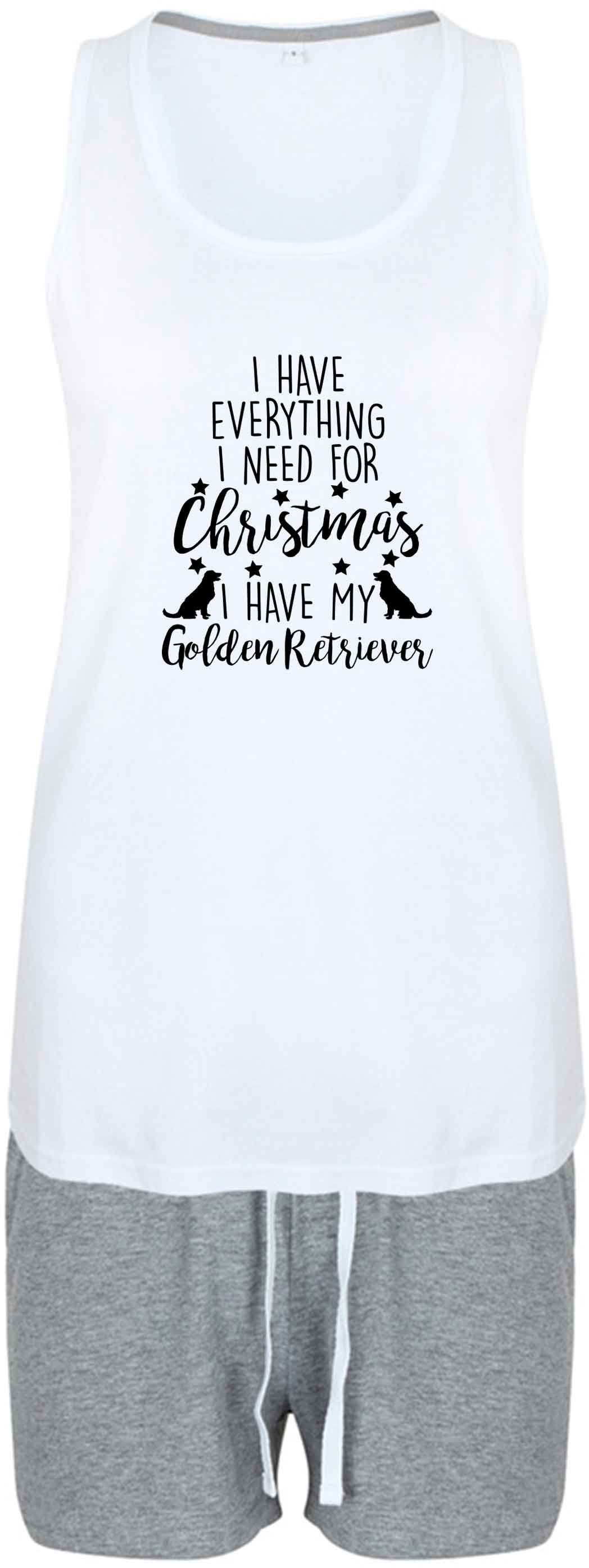 I have everything I need for Christmas I have my golden retriever size XL women's pyjama shorts set in pink 