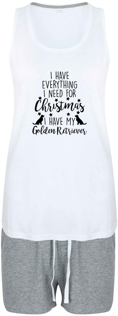 I have everything I need for Christmas I have my golden retriever size XL women's pyjama shorts set in pink 