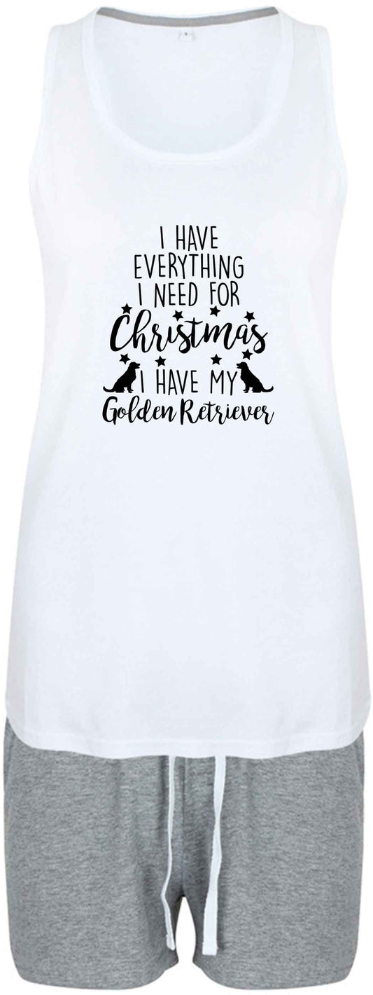 I have everything I need for Christmas I have my golden retriever size XL women's pyjama shorts set in pink 