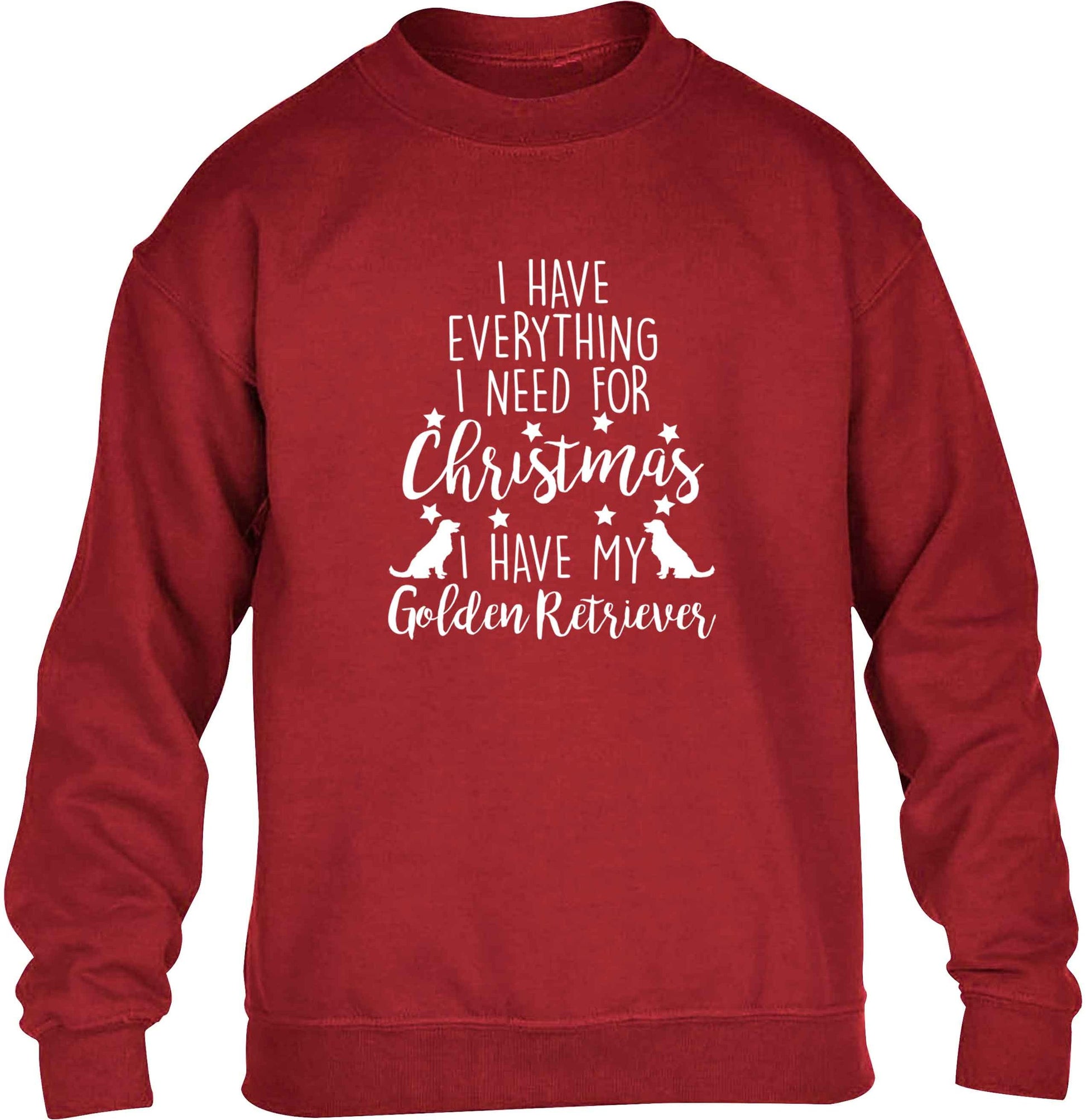 I have everything I need for Christmas I have my golden retriever children's grey sweater 12-13 Years