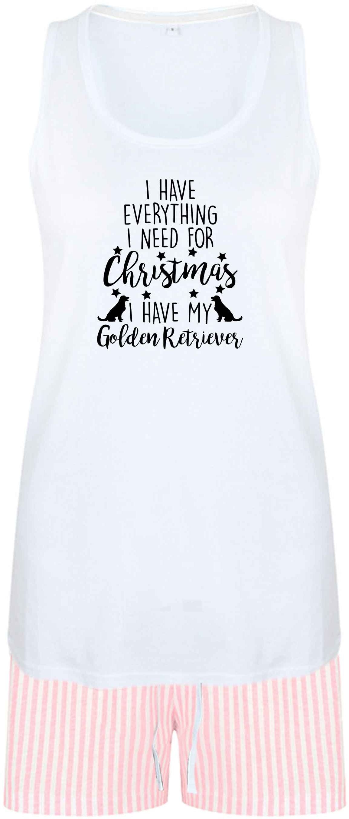 I have everything I need for Christmas I have my golden retriever size XL women's pyjama shorts set in pink 