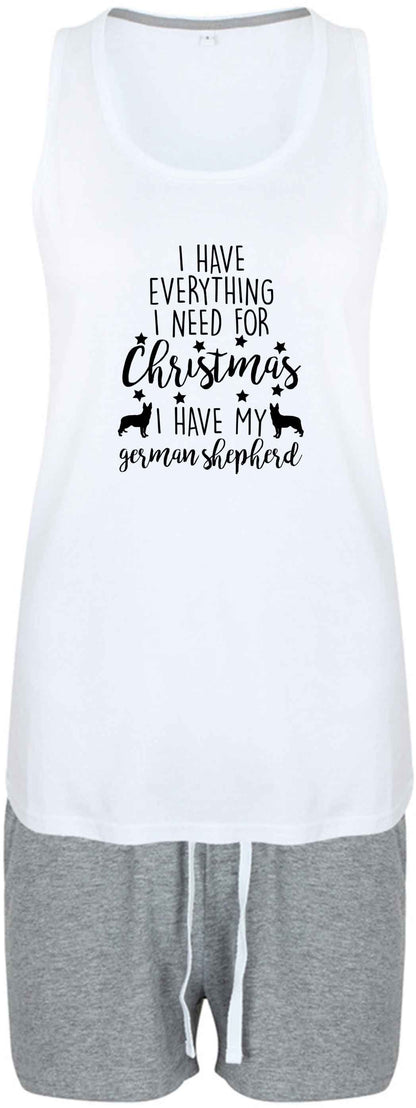 I have everything I need for Christmas I have my german shepherd size XL women's pyjama shorts set in pink 