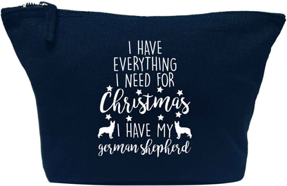 I have everything I need for Christmas I have my german shepherd navy makeup bag