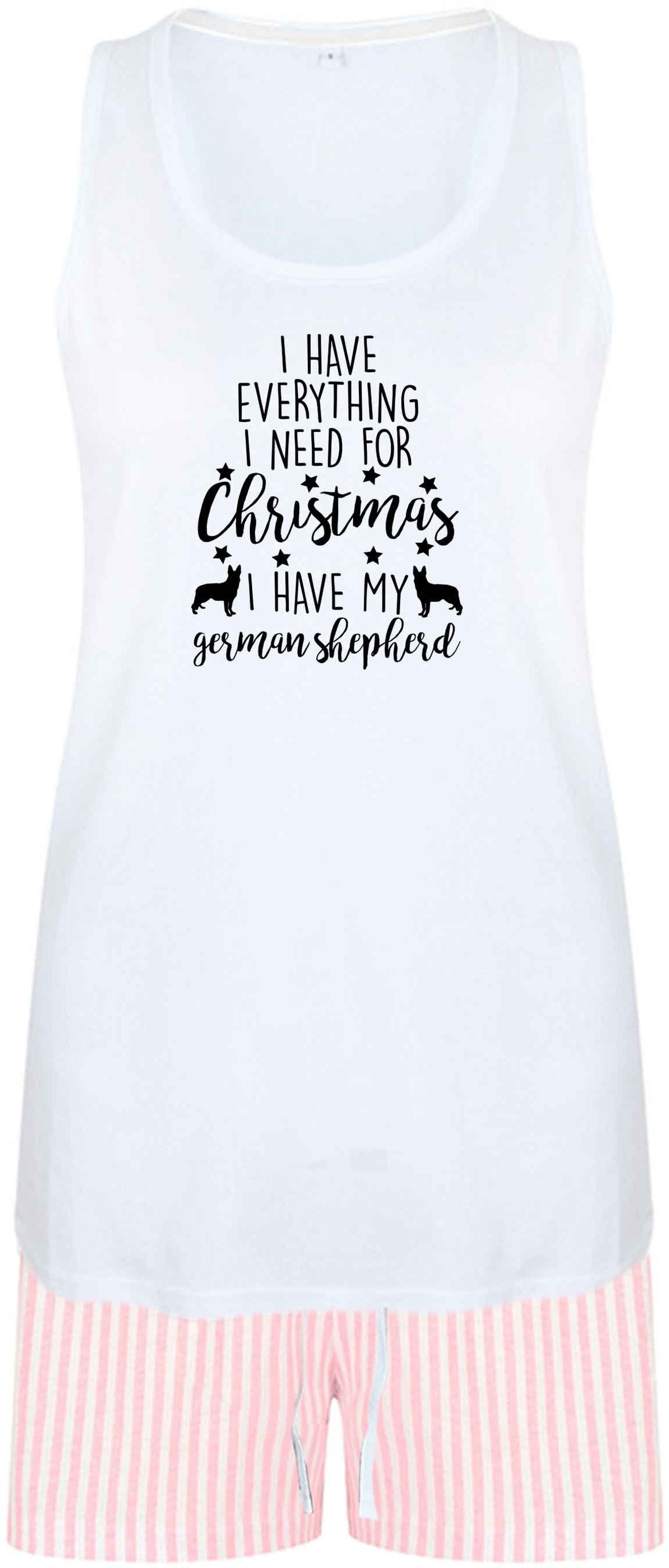I have everything I need for Christmas I have my german shepherd size XL women's pyjama shorts set in pink 