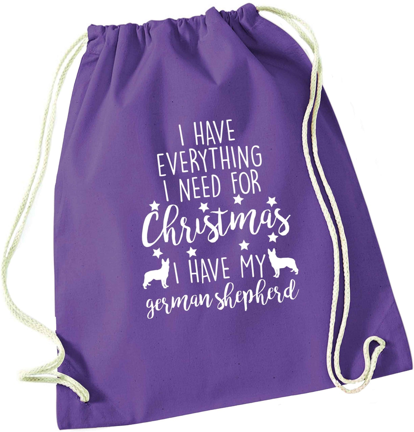 I have everything I need for Christmas I have my german shepherd purple drawstring bag
