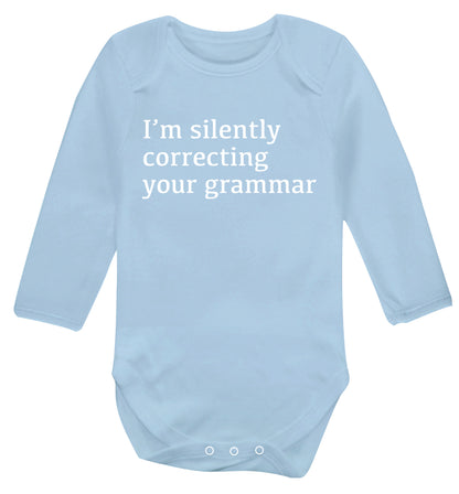 I'm silently correcting your grammar  Baby Vest long sleeved pale blue 6-12 months