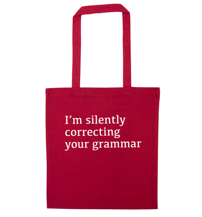 I'm silently correcting your grammar  red tote bag