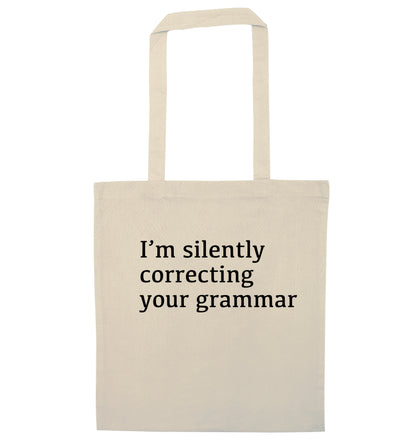 I'm silently correcting your grammar  natural tote bag