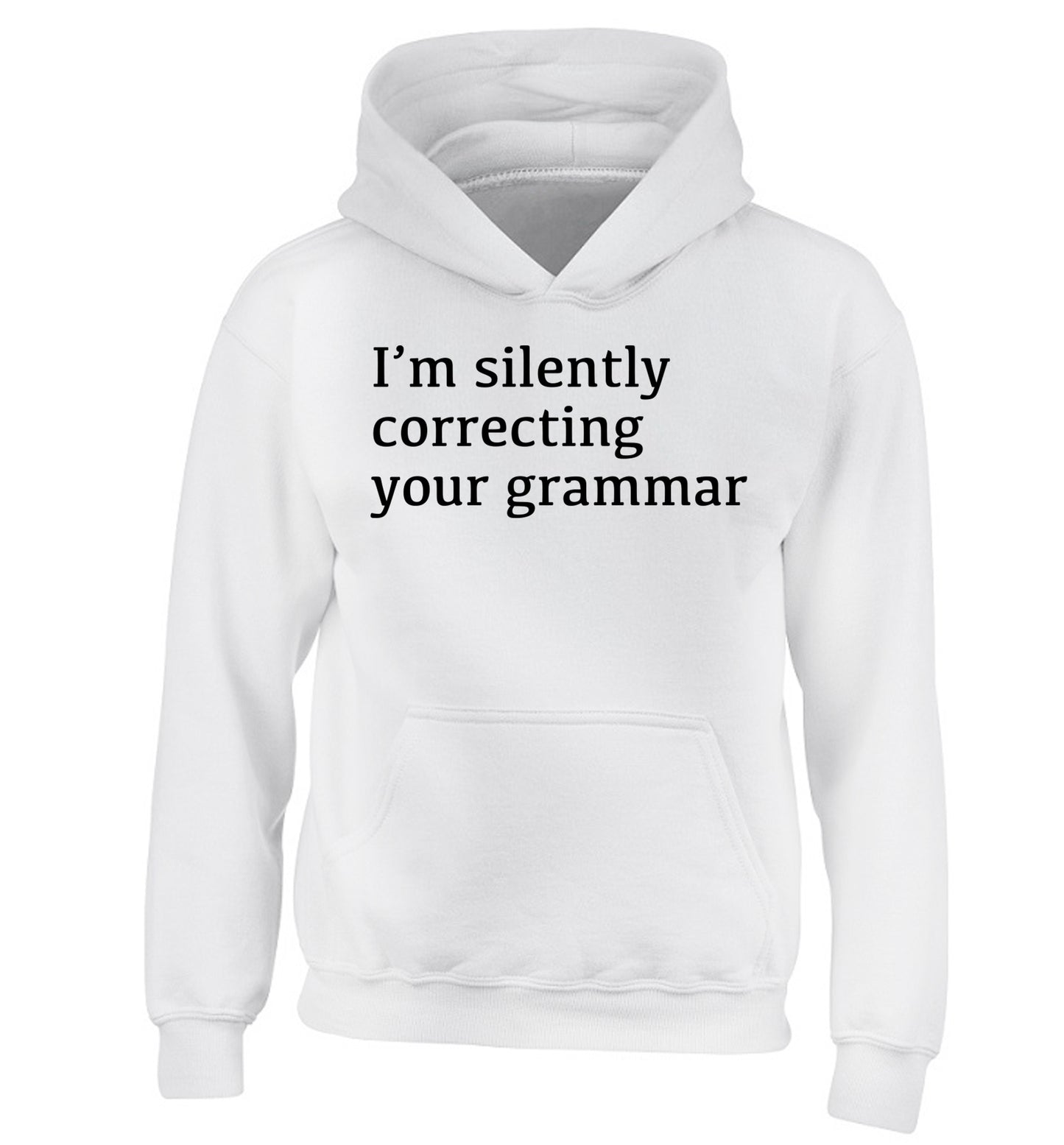 I'm silently correcting your grammar  children's white hoodie 12-14 Years