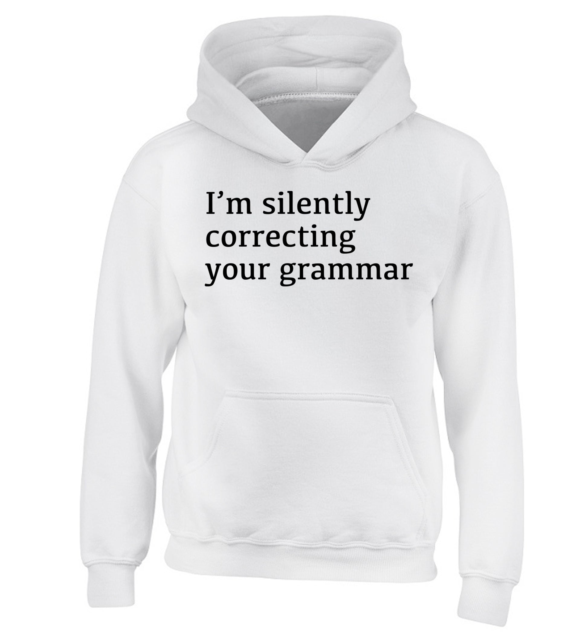 I'm silently correcting your grammar  children's white hoodie 12-14 Years
