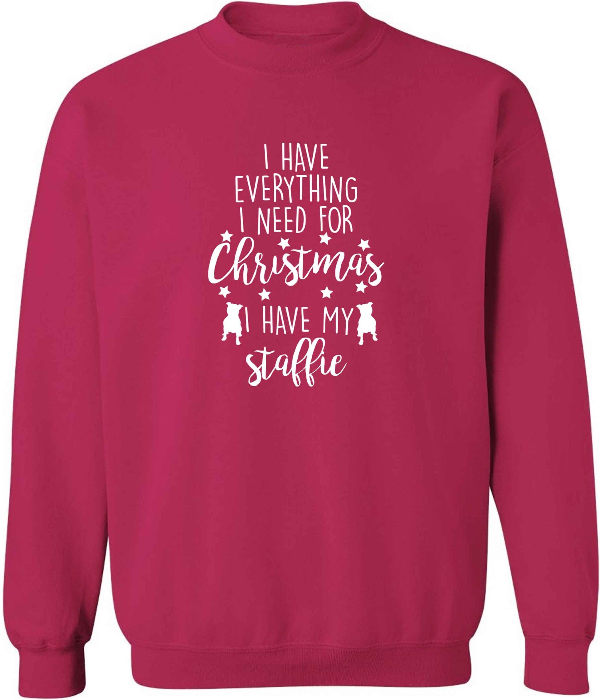 I have everything I need for Christmas I have my staffie adult's unisex pink sweater 2XL