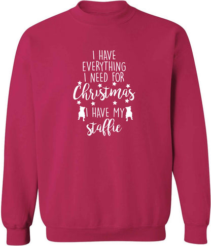 I have everything I need for Christmas I have my staffie adult's unisex pink sweater 2XL