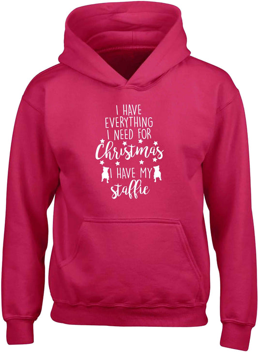 I have everything I need for Christmas I have my staffie children's pink hoodie 12-13 Years
