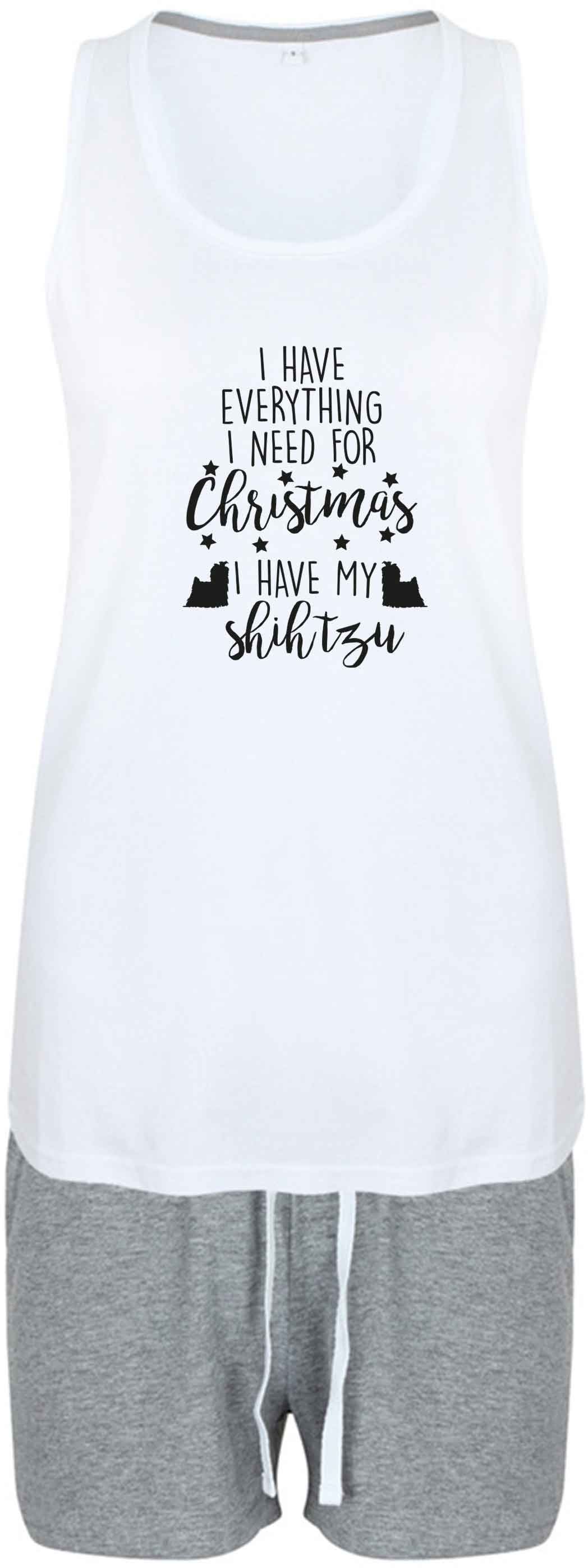 I have everything I need for Christmas I have my shih tzu size XL women's pyjama shorts set in pink 