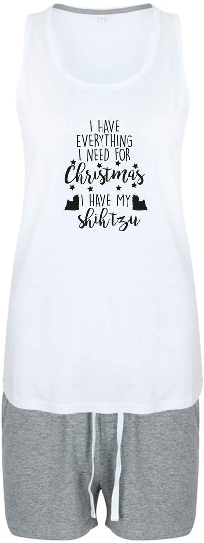 I have everything I need for Christmas I have my shih tzu size XL women's pyjama shorts set in pink 