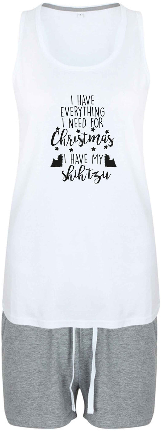 I have everything I need for Christmas I have my shih tzu size XL women's pyjama shorts set in pink 