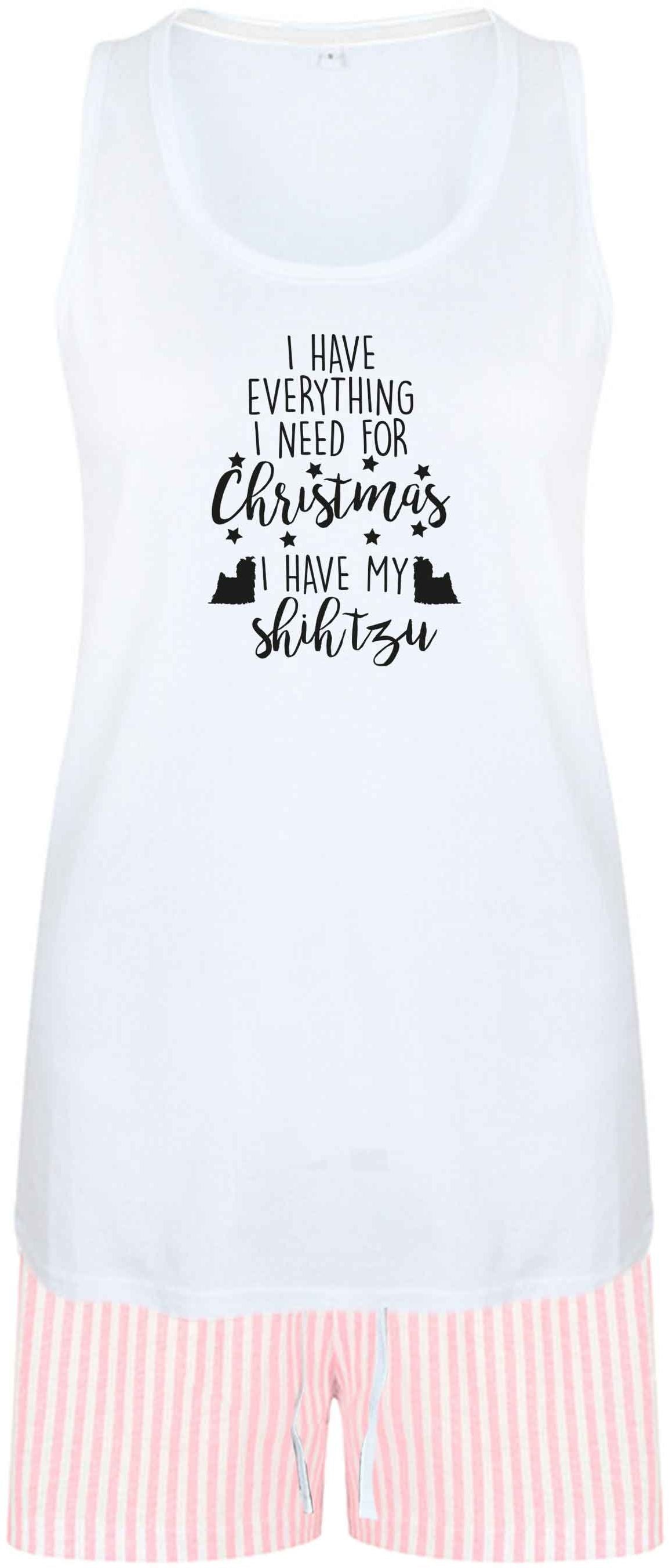 I have everything I need for Christmas I have my shih tzu size XL women's pyjama shorts set in pink 