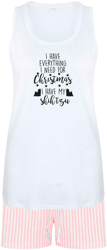 I have everything I need for Christmas I have my shih tzu size XL women's pyjama shorts set in pink 