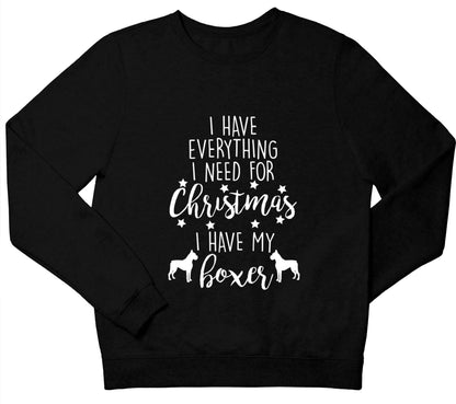 I have everything I need for Christmas I have my boxer children's black sweater 12-13 Years