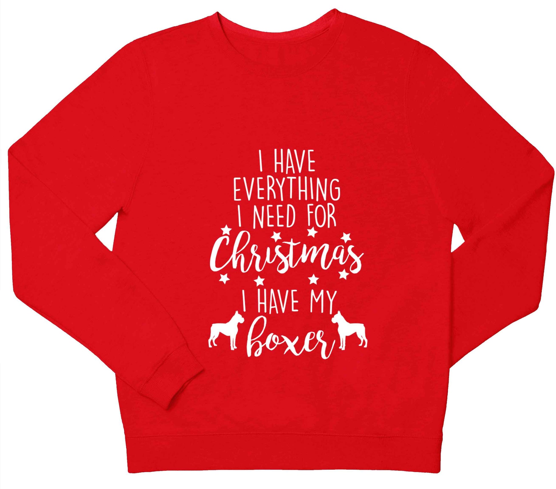 I have everything I need for Christmas I have my boxer children's grey sweater 12-13 Years