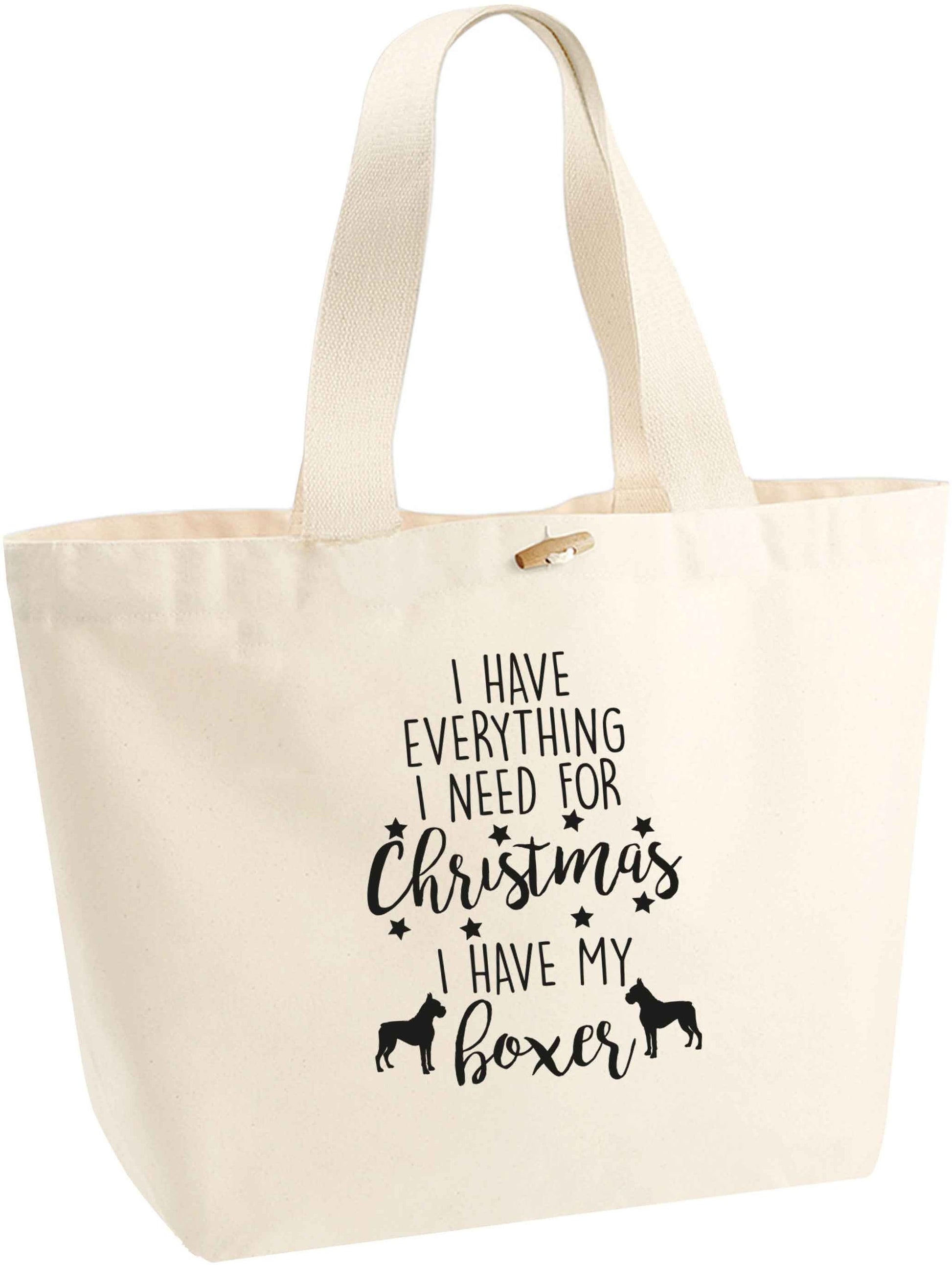 I have everything I need for Christmas I have my boxer organic cotton premium tote bag with wooden toggle in natural