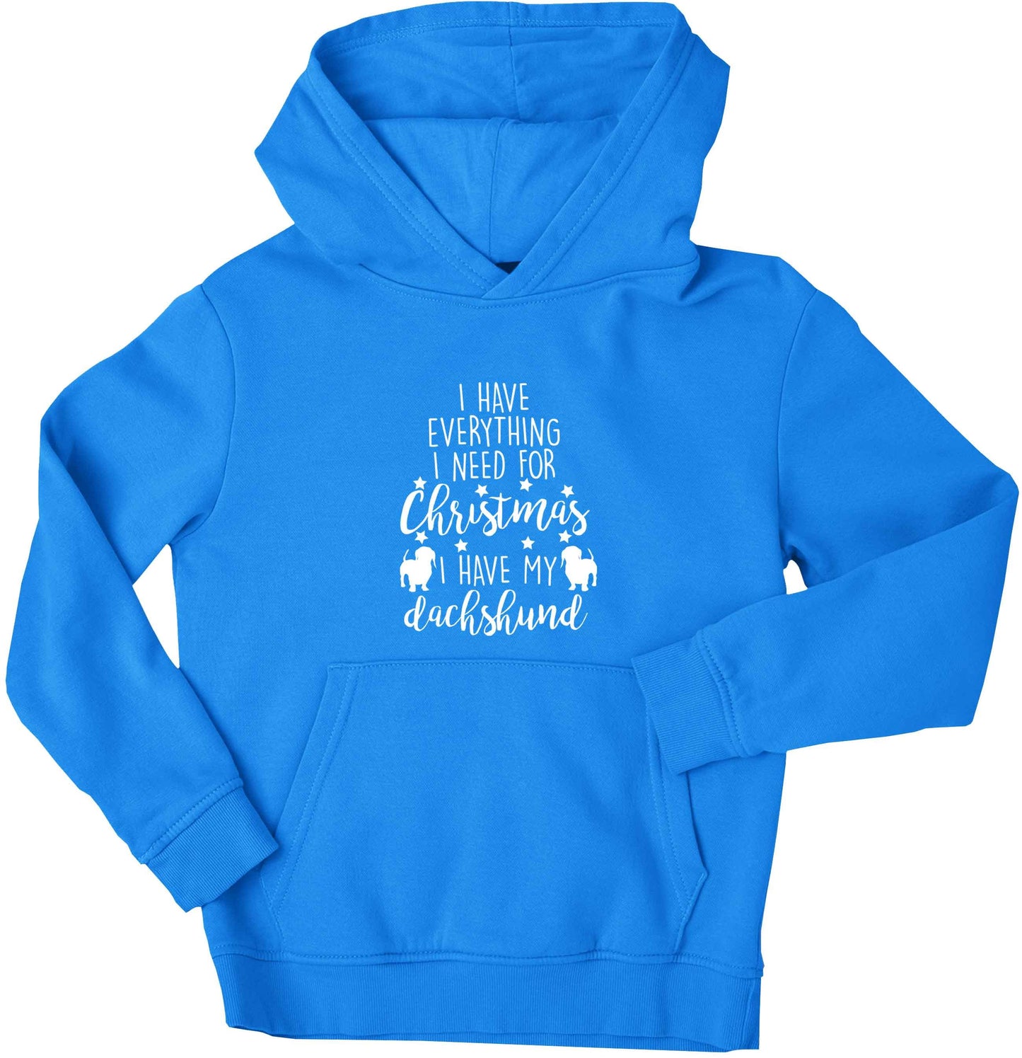 I have everything I need for Christmas I have my dachshund children's blue hoodie 12-13 Years