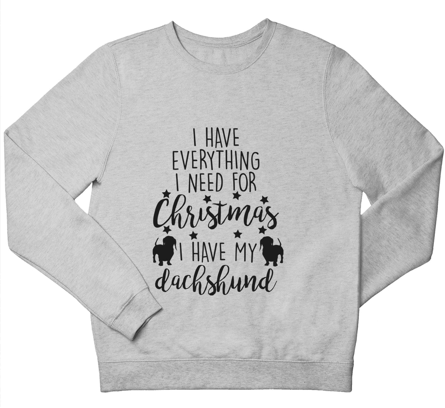 I have everything I need for Christmas I have my dachshund children's grey sweater 12-13 Years