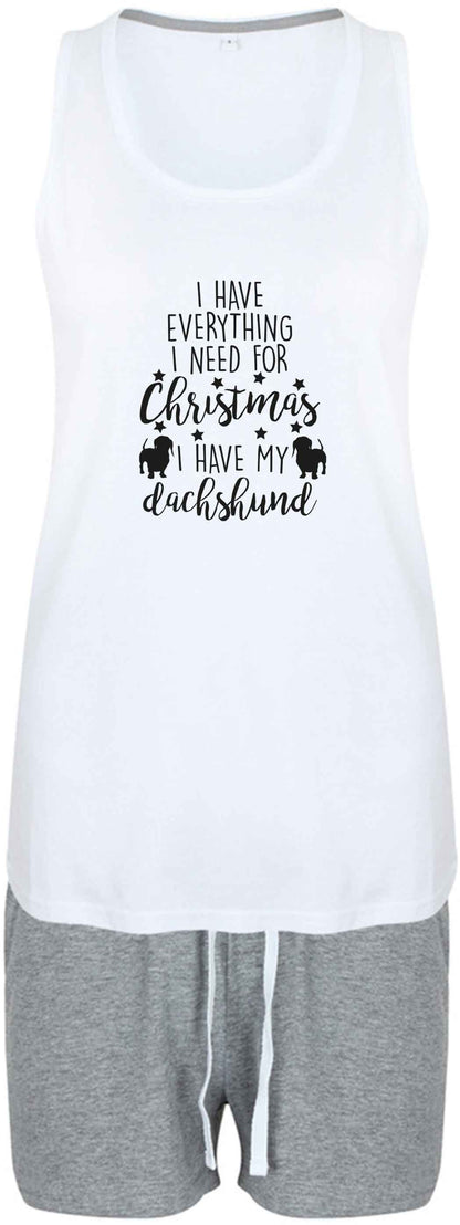 I have everything I need for Christmas I have my dachshund size XL women's pyjama shorts set in pink 