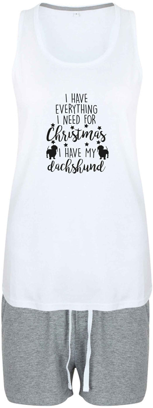 I have everything I need for Christmas I have my dachshund size XL women's pyjama shorts set in pink 
