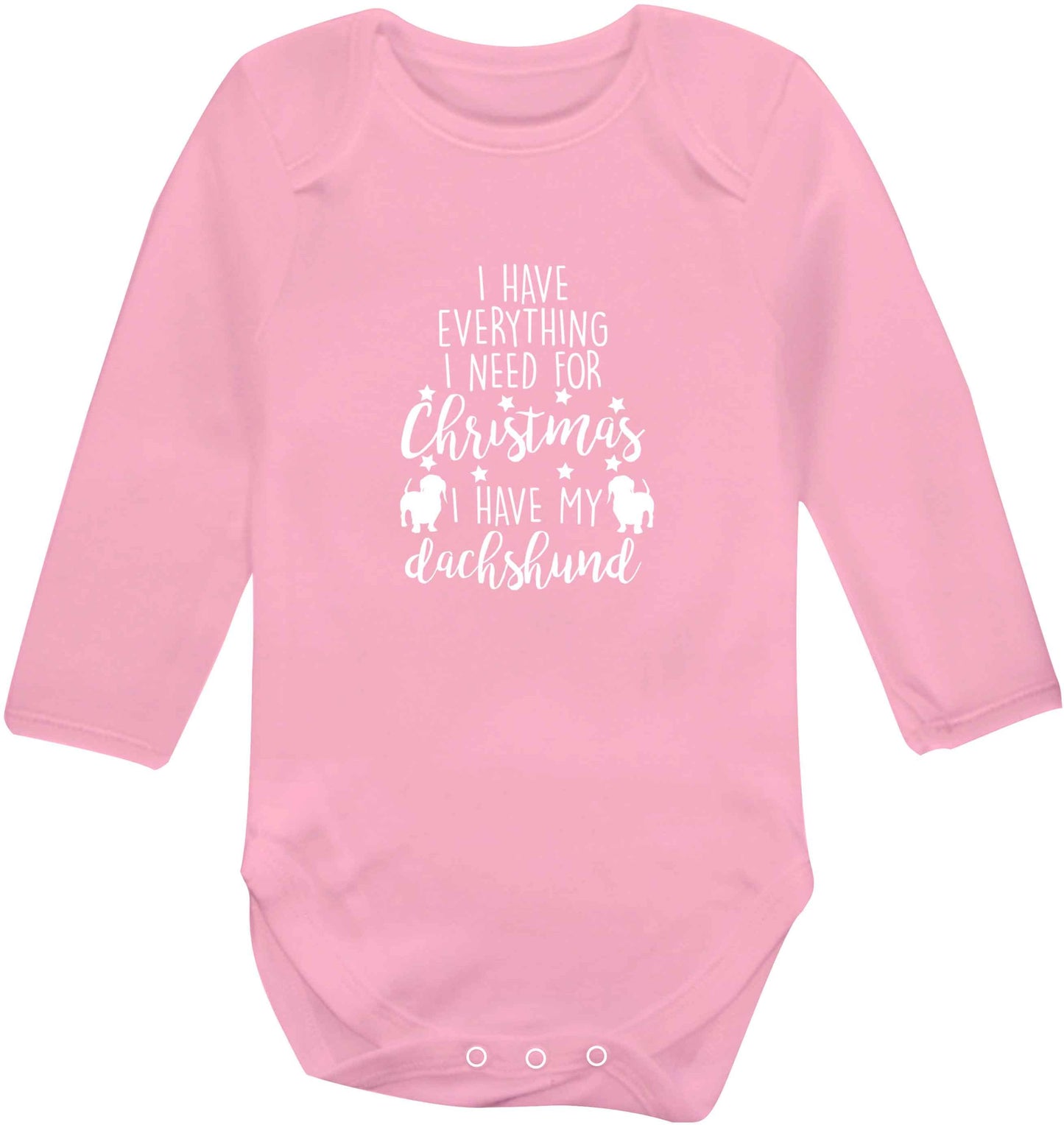 I have everything I need for Christmas I have my dachshund baby vest long sleeved pale pink 6-12 months