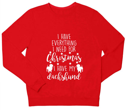 I have everything I need for Christmas I have my dachshund children's grey sweater 12-13 Years