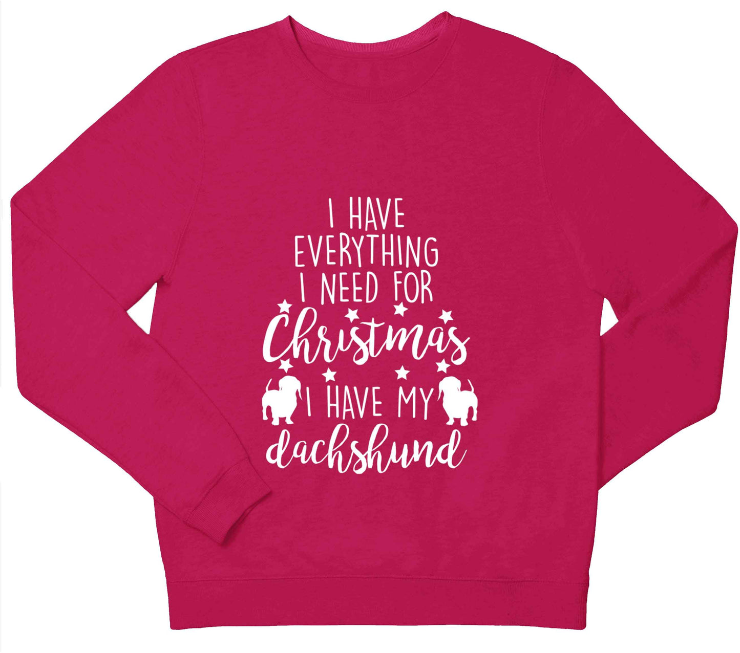 I have everything I need for Christmas I have my dachshund children's pink sweater 12-13 Years