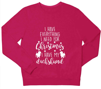 I have everything I need for Christmas I have my dachshund children's pink sweater 12-13 Years