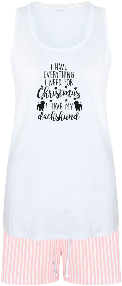 I have everything I need for Christmas I have my dachshund size XL women's pyjama shorts set in pink 