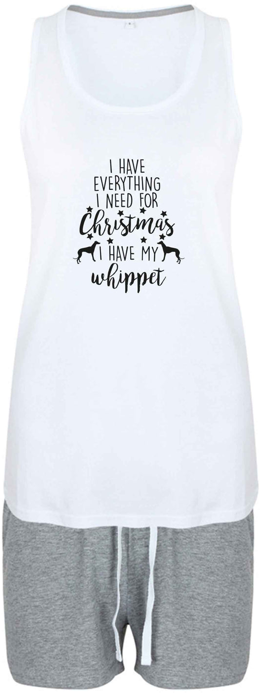 I have everything I need for Christmas I have my whippet size XL women's pyjama shorts set in pink 