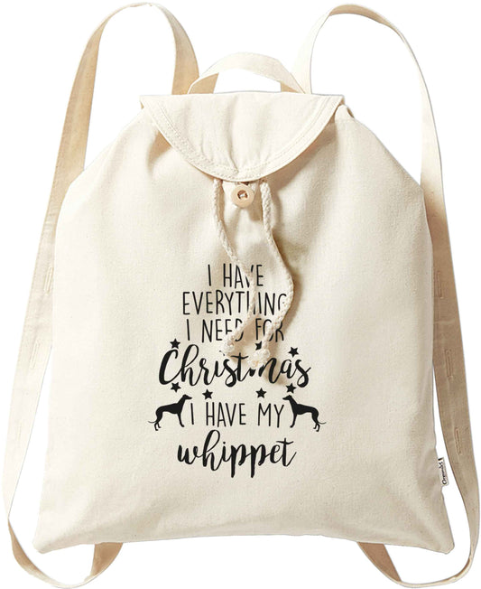 I have everything I need for Christmas I have my whippet organic cotton backpack tote with wooden buttons in natural