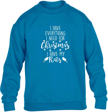 I have everything I need for Christmas I have my rats children's blue sweater 12-13 Years