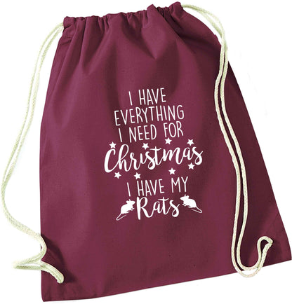 I have everything I need for Christmas I have my rats maroon drawstring bag