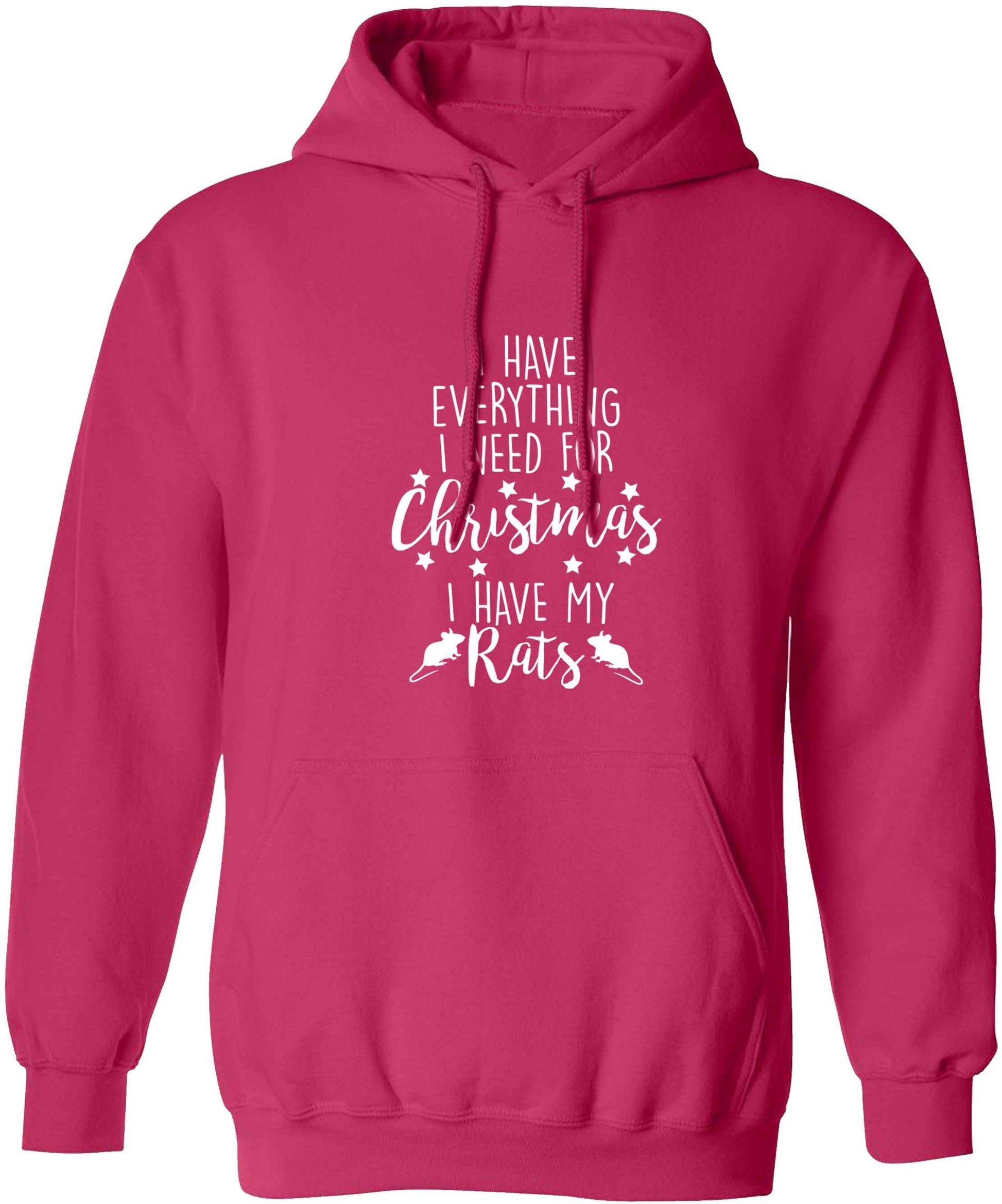 I have everything I need for Christmas I have my rats adults unisex pink hoodie 2XL