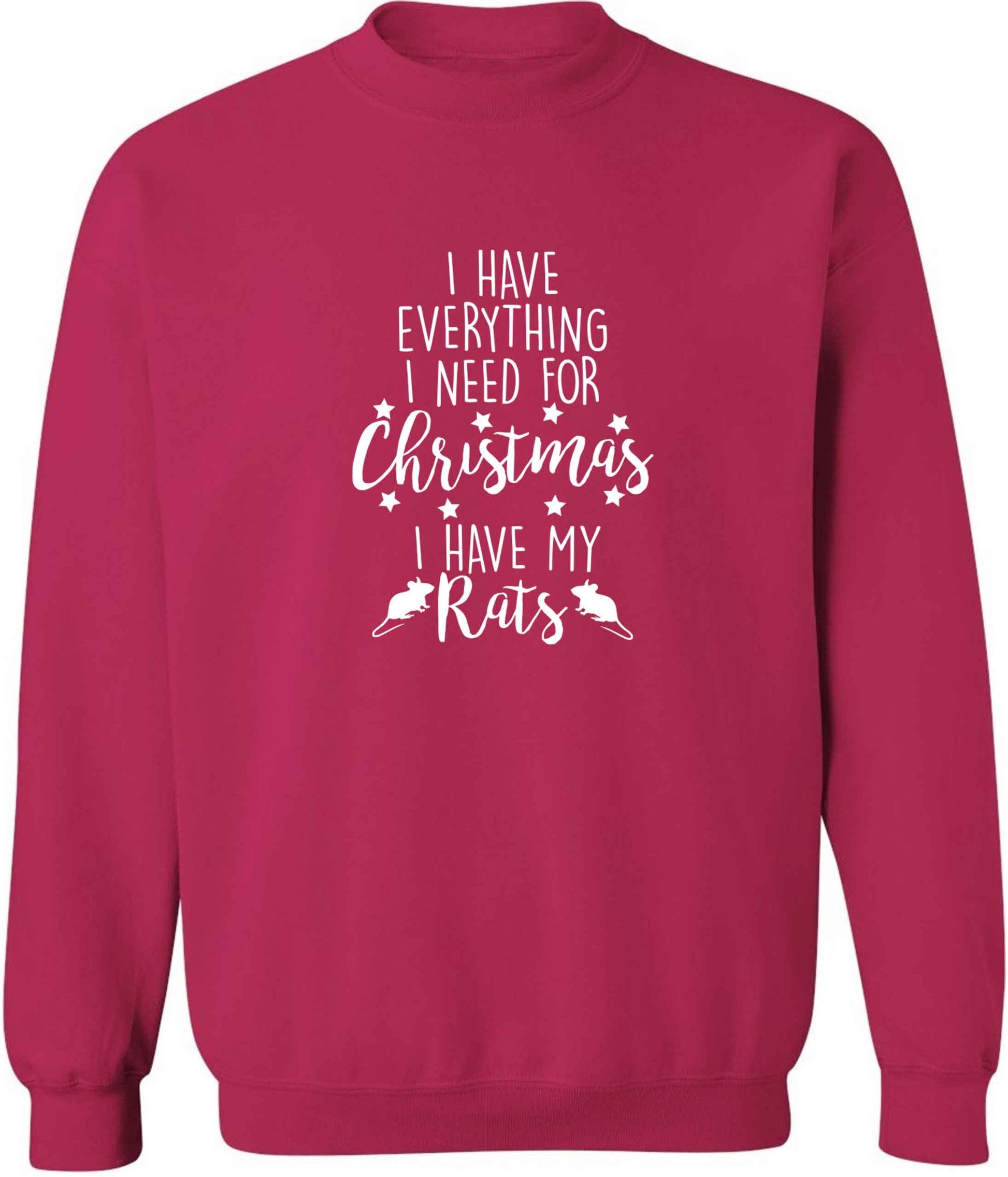 I have everything I need for Christmas I have my rats adult's unisex pink sweater 2XL