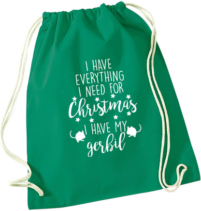 I have everything I need for Christmas I have my gerbil green drawstring bag