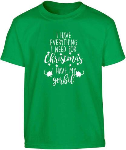I have everything I need for Christmas I have my gerbil Children's green Tshirt 12-13 Years