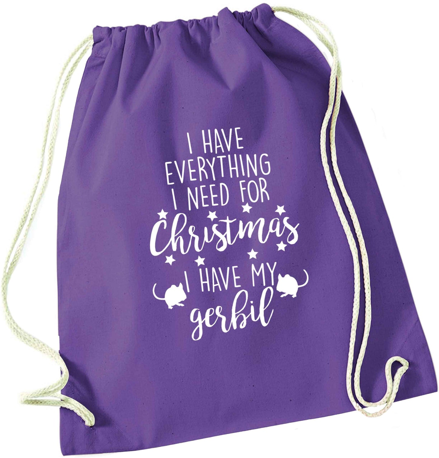 I have everything I need for Christmas I have my gerbil purple drawstring bag